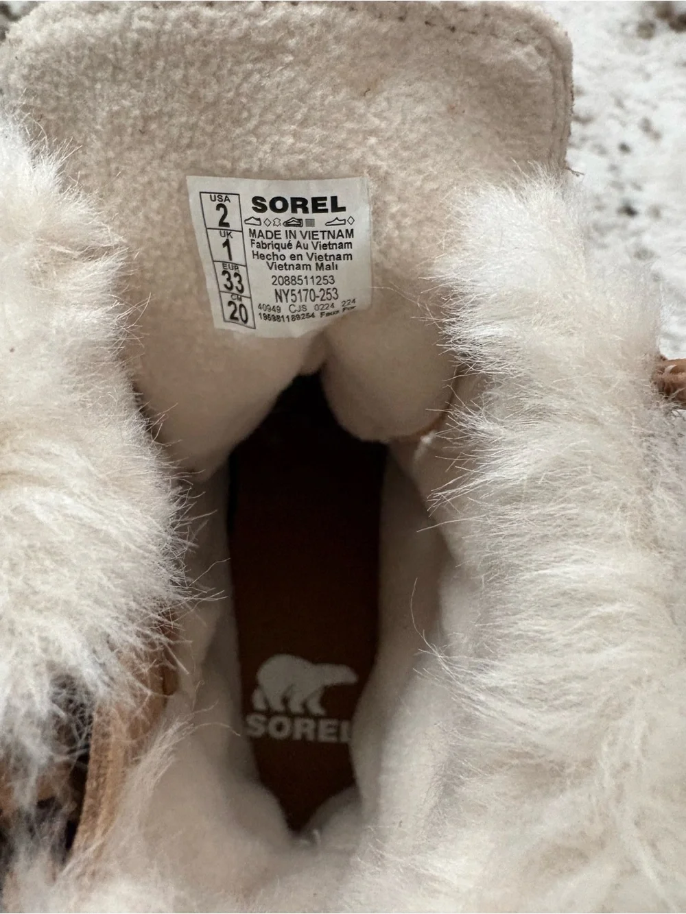 Sorel Kids Tan Faux-Fur Lined Lace-Up Boots